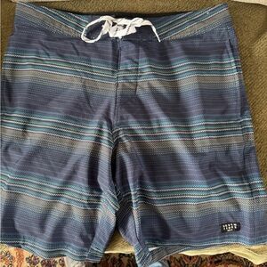 Navy Striped Men's Board Shorts